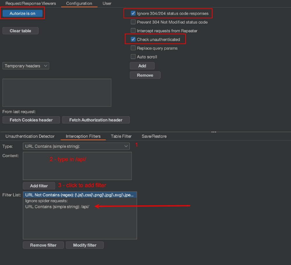 Autorize config